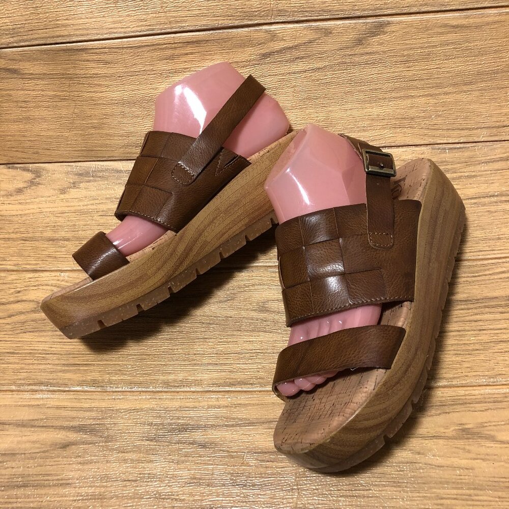 Korks women brown  wedge sandals, size 9